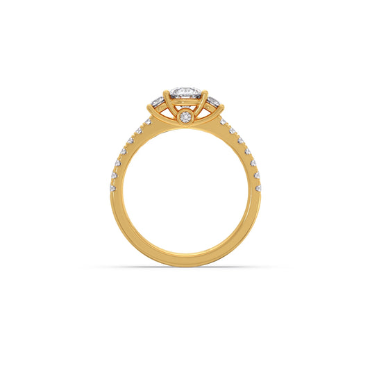 Three Round Solitaire Diamond Stackable Band with Side Diamond