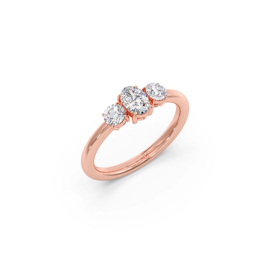 Trilogy Oval and Round Diamond Ring