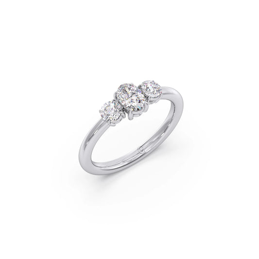 Trilogy Oval and Round Diamond Ring