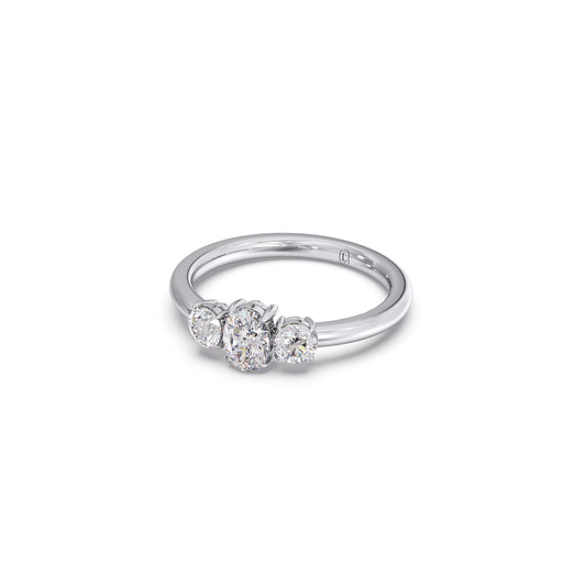 Trilogy Oval and Round Diamond Ring