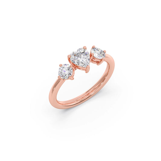 Trilogy Heart and Round Diamond Ring