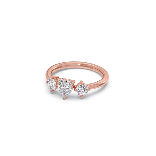 Trilogy Heart and Round Diamond Ring