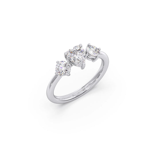 Trilogy Heart and Round Diamond Ring