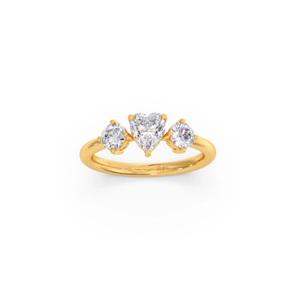 Trilogy Heart and Round Diamond Ring