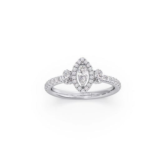 Trilogy Marquise Center with Oval and Round Accents Ring