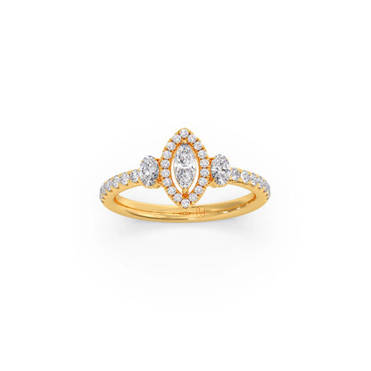 Trilogy Marquise Center with Oval and Round Accents Ring