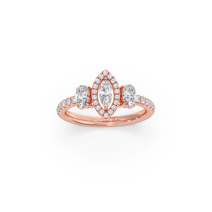 Trilogy Marquise Center with Oval and Round Accents Ring 0.84 Ct