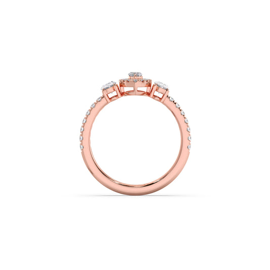 Trilogy Marquise Center with Oval and Round Accents Ring 0.84 Ct