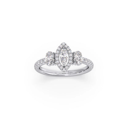 Trilogy Marquise Center with Oval and Round Accents Ring 0.84 Ct