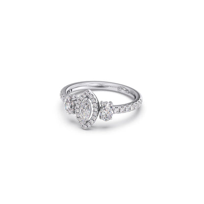 Trilogy Marquise Center with Oval and Round Accents Ring 0.84 Ct