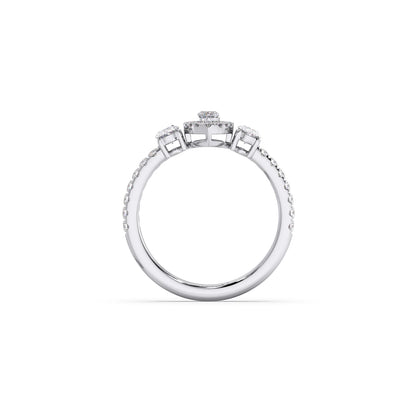 Trilogy Marquise Center with Oval and Round Accents Ring 0.84 Ct