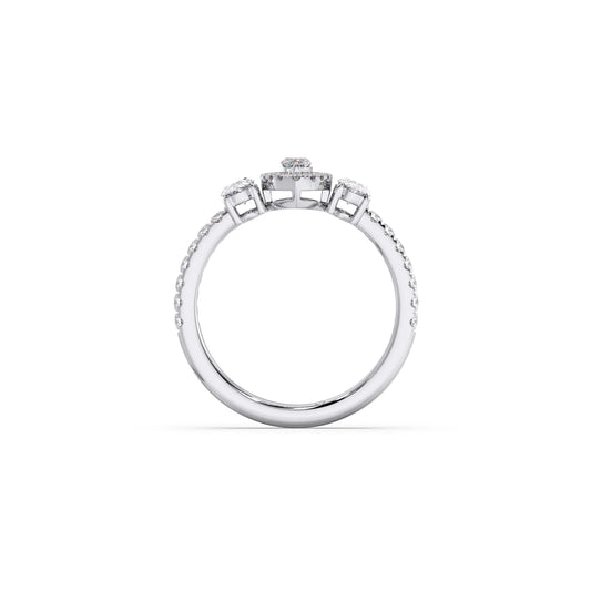 Trilogy Marquise Center with Oval and Round Accents Ring 0.84 Ct