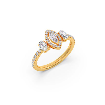 Trilogy Marquise Center with Oval and Round Accents Ring 0.84 Ct