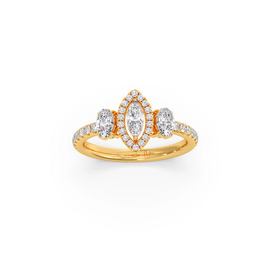 Trilogy Marquise Center with Oval and Round Accents Ring 0.84 Ct
