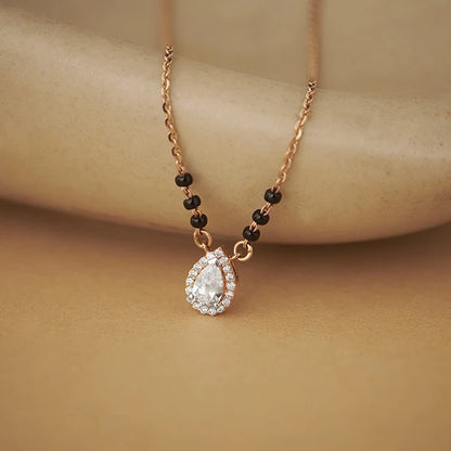 Pear Halo Diamond Mangalsutra Necklace