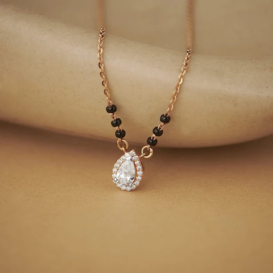 Pear Halo Diamond Mangalsutra Necklace