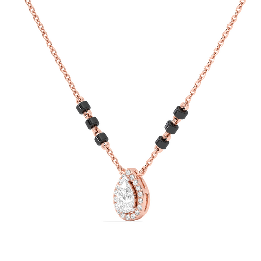 Pear Halo Diamond Mangalsutra Necklace