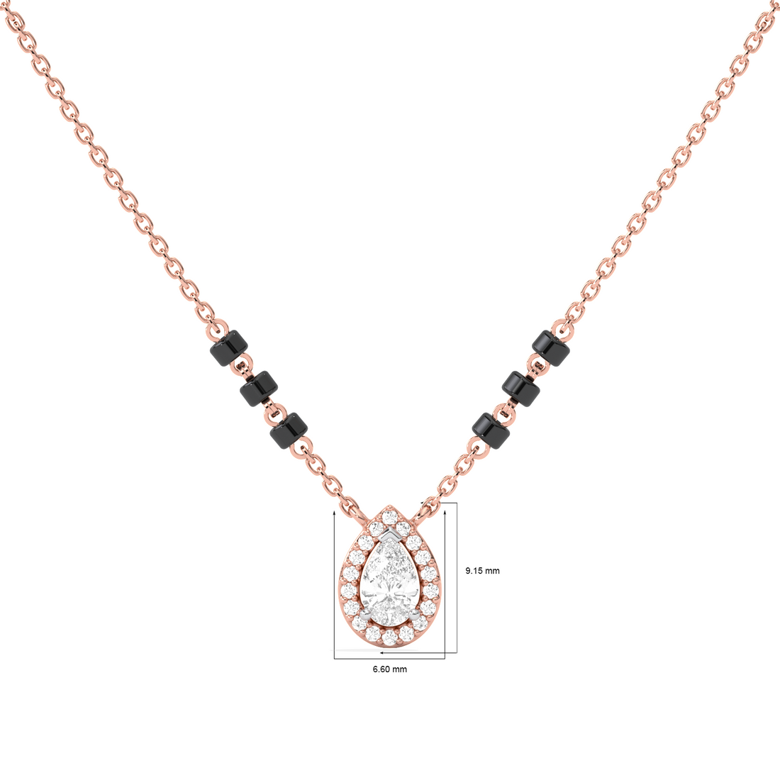 Pear Halo Diamond Mangalsutra Necklace