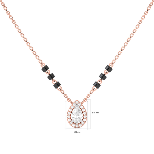 Pear Halo Diamond Mangalsutra Necklace