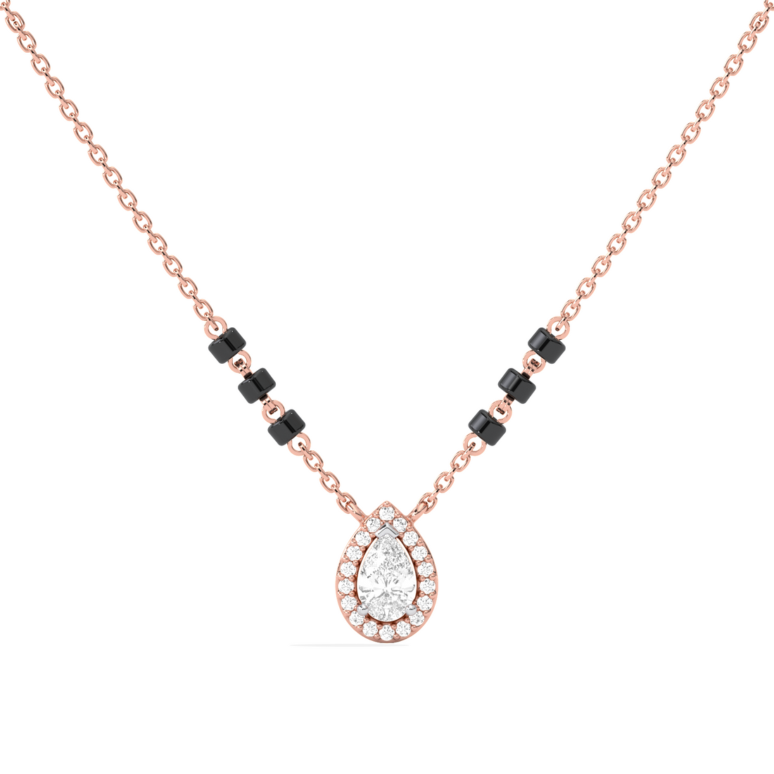 Pear Halo Diamond Mangalsutra Necklace