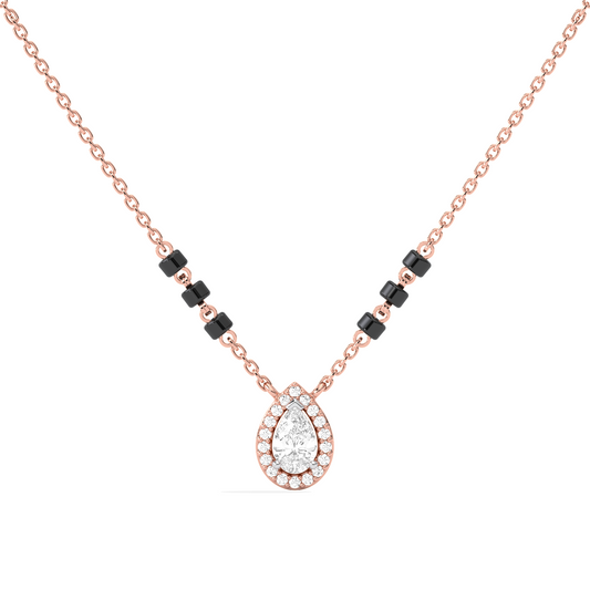 Pear Halo Diamond Mangalsutra Necklace