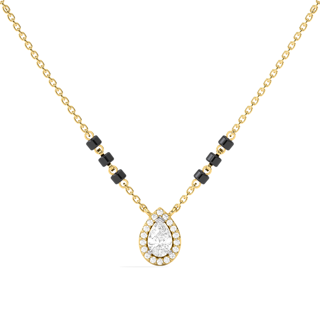 Pear Halo Diamond Mangalsutra Necklace