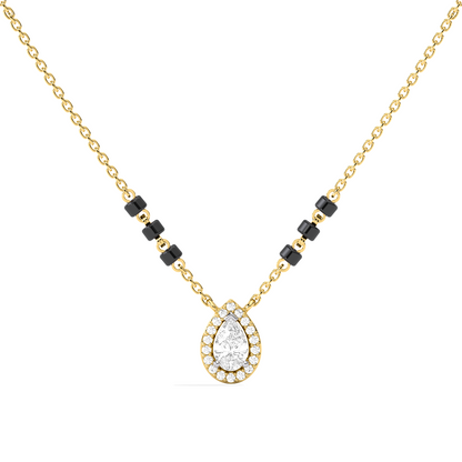 Pear Halo Diamond Mangalsutra Necklace