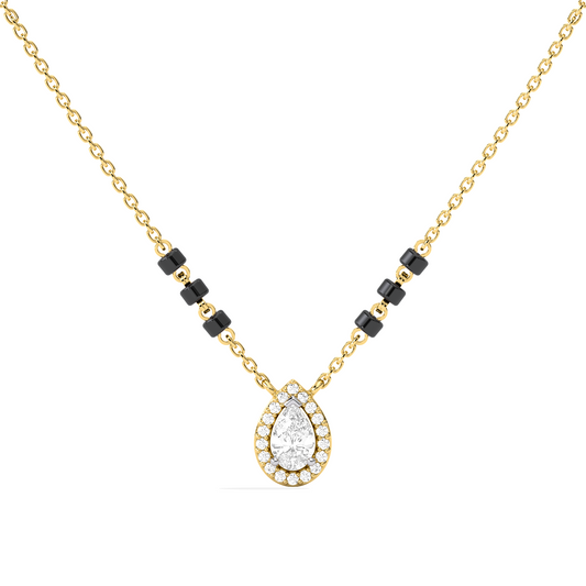 Pear Halo Diamond Mangalsutra Necklace