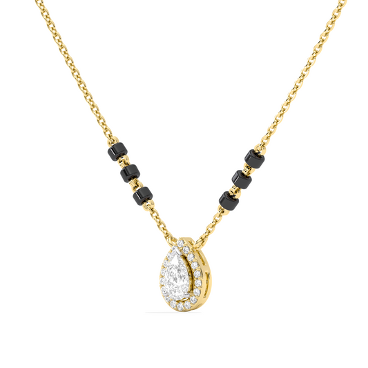 Pear Halo Diamond Mangalsutra Necklace