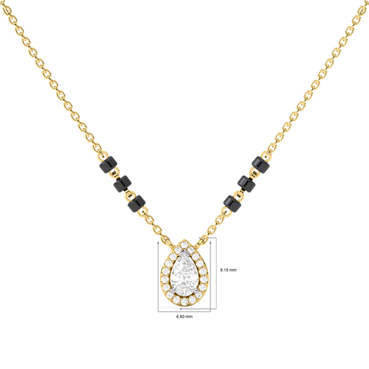 Pear Halo Diamond Mangalsutra Necklace