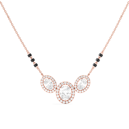 Triple Oval Halo Diamond Mangalsutra Necklace