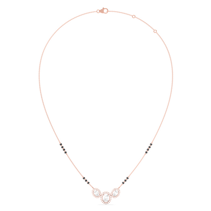 Triple Oval Halo Diamond Mangalsutra Necklace