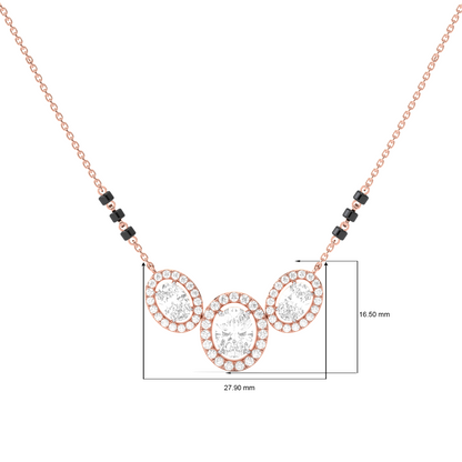 Triple Oval Halo Diamond Mangalsutra Necklace