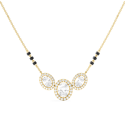 Triple Oval Halo Diamond Mangalsutra Necklace