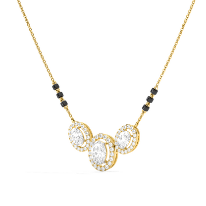 Triple Oval Halo Diamond Mangalsutra Necklace