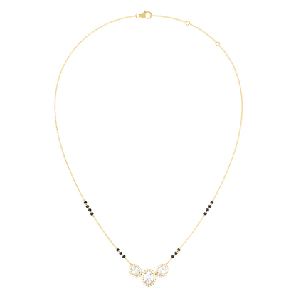 Triple Oval Halo Diamond Mangalsutra Necklace