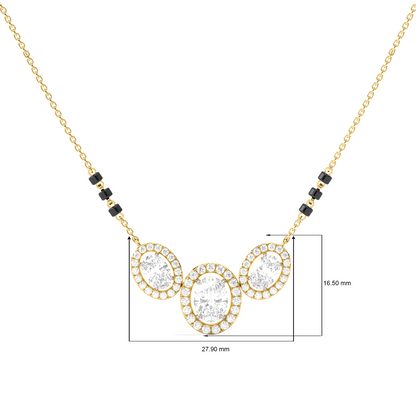 Triple Oval Halo Diamond Mangalsutra Necklace