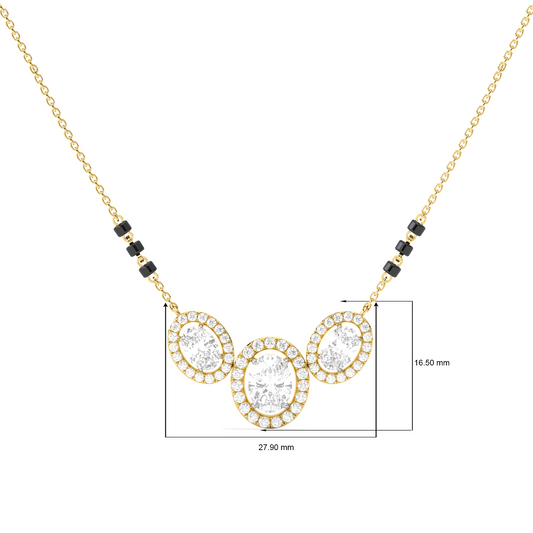 Triple Oval Halo Diamond Mangalsutra Necklace