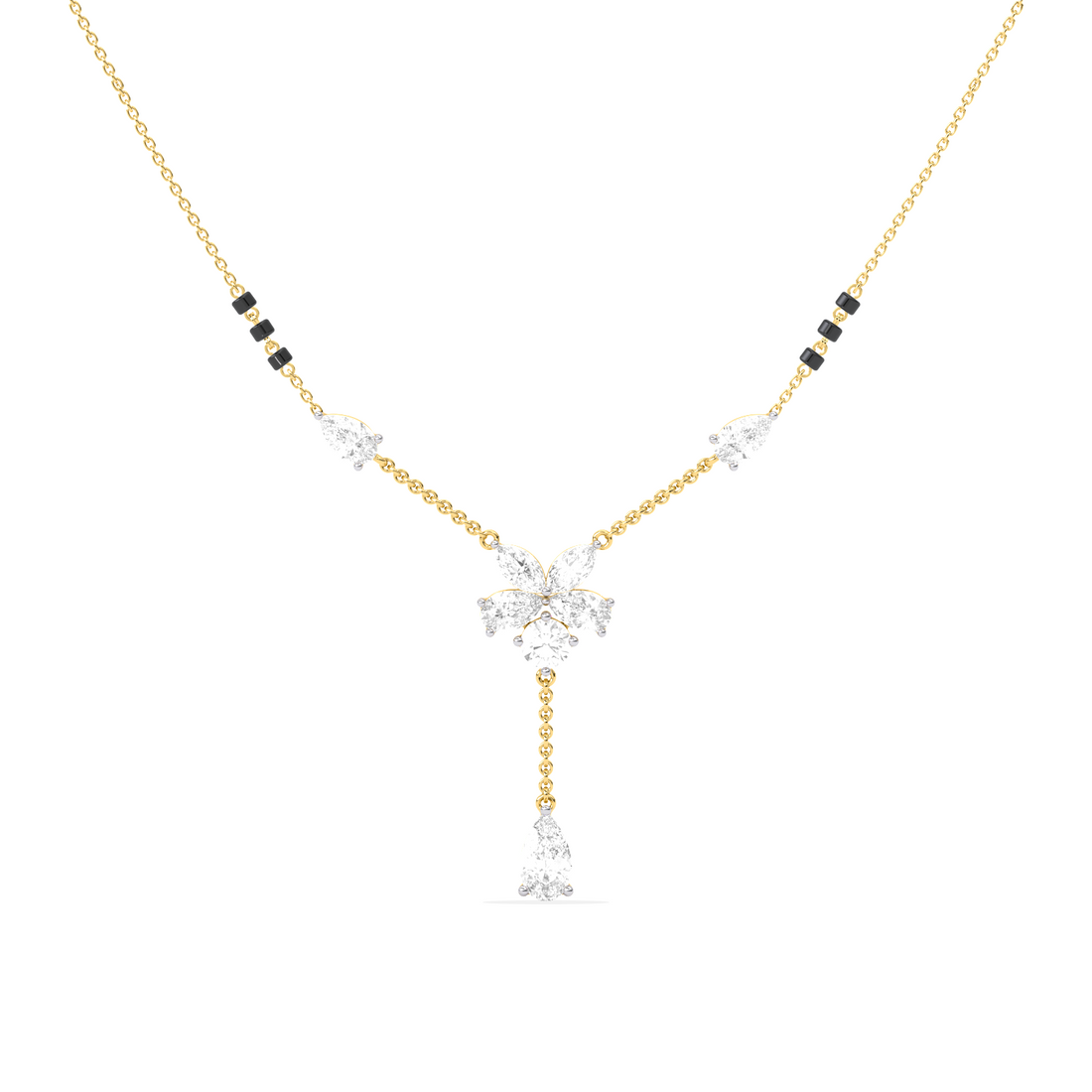 Floral Diamond Drop Mangalsutra Necklace