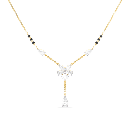 Floral Diamond Drop Mangalsutra Necklace