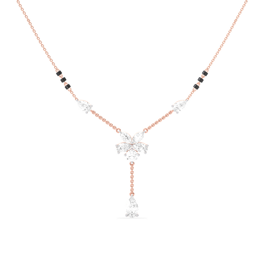 Floral Diamond Drop Mangalsutra Necklace