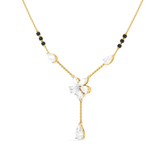Floral Diamond Drop Mangalsutra Necklace
