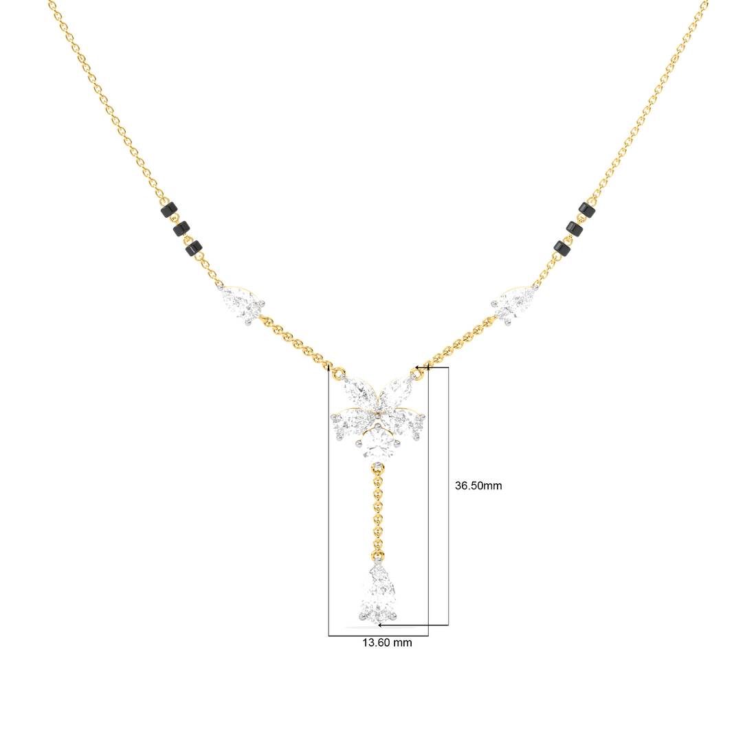 Floral Diamond Drop Mangalsutra Necklace