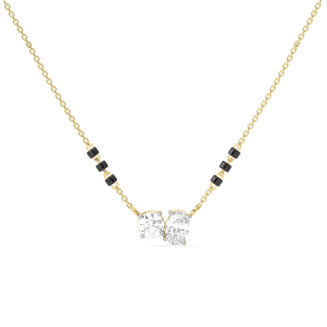 Oval & Round Diamond Mangalsutra Necklace