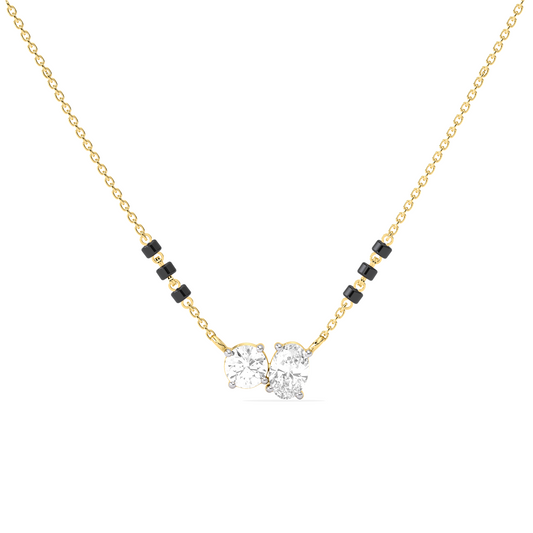 Oval & Round Diamond Mangalsutra Necklace