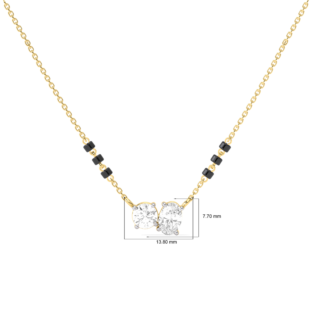 Oval & Round Diamond Mangalsutra Necklace
