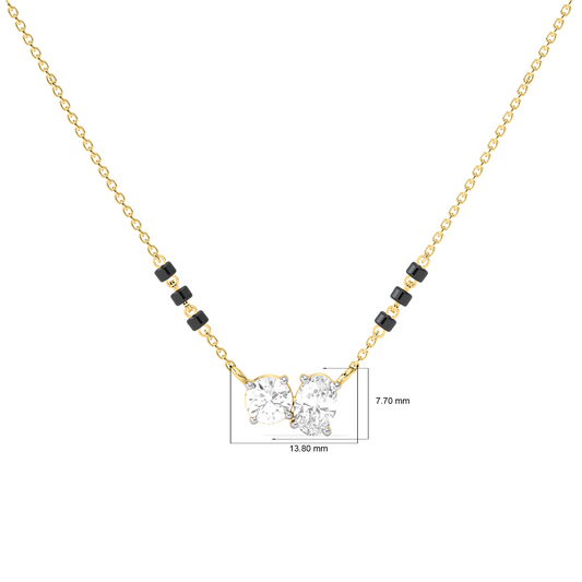 Oval & Round Diamond Mangalsutra Necklace