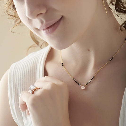 Emerald-Cut Diamond Solitaire Mangalsutra
