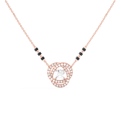 Swirl Halo Diamond Mangalsutra Necklace
