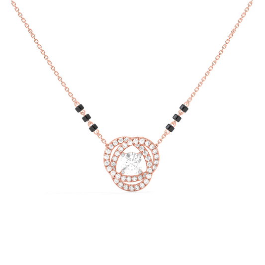 Swirl Halo Diamond Mangalsutra Necklace